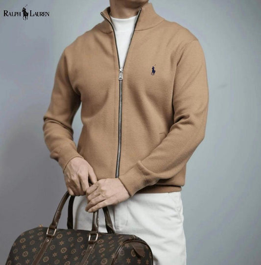 Herren Pullover aus Wolle mit durchgehendem Reißverschluss
